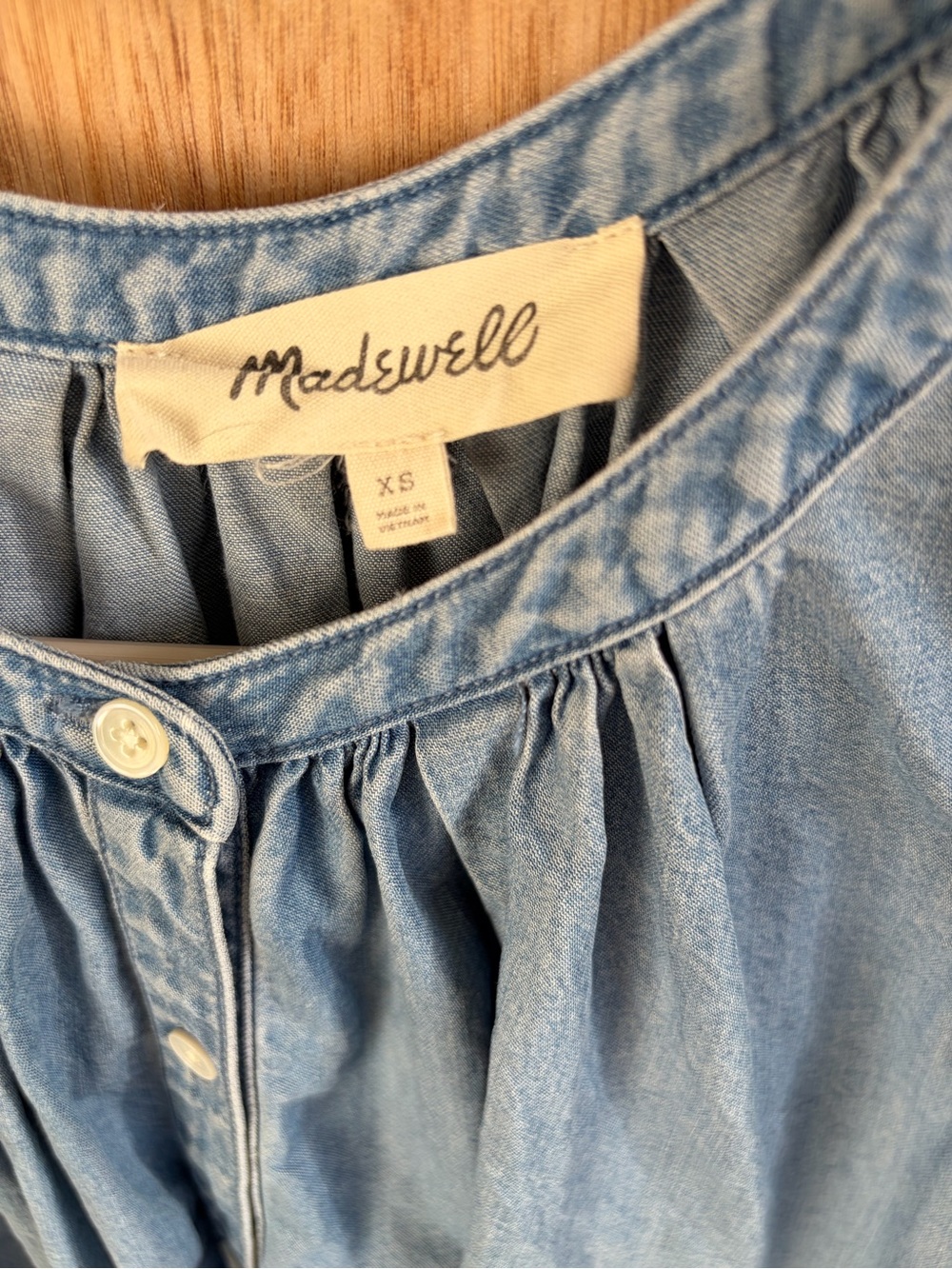 Madewell Light Blue Washed Denim Button-Front Blouse